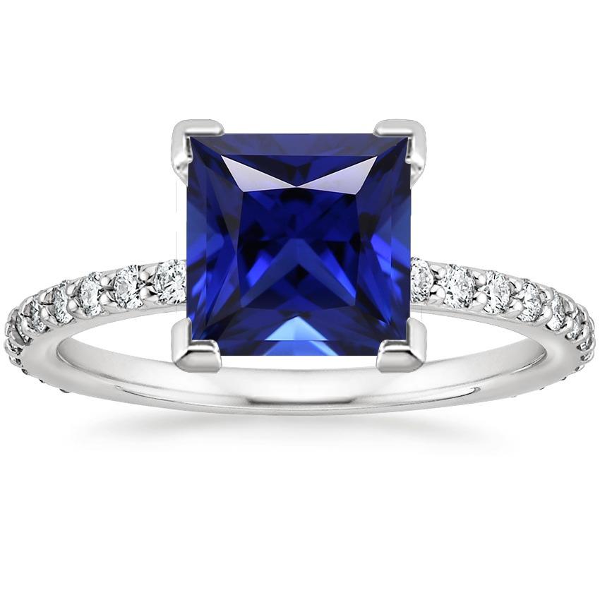 Ceylon Sapphire Engagement Ring With Pave Diamond Accents 5.50 Carats