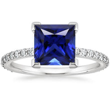 Ceylon Sapphire Engagement Ring With Pave Diamond Accents 5.50 Carats