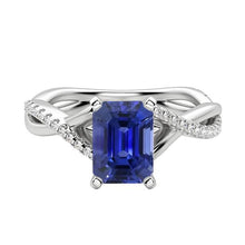Ceylon Sapphire Gemstone Ring Emerald Twisted Style 3.50 Carats
