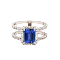 Ceylon Sapphire Halo Engagement Ring 3 carats Natural Earth Mined Diamond Jewellery