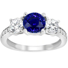 Ceylon Sapphire Round Diamond Ring 3.50 Carats Ladies Jewelry