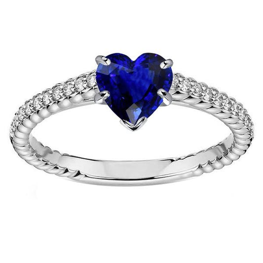 Ceylon Sapphire Solitaire Ring & Pave Set Diamond Accents 2.50 Carats