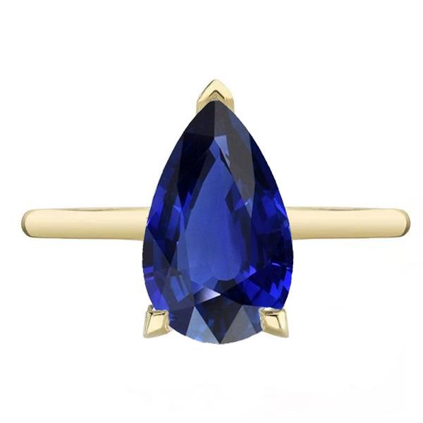 Ceylon Sapphire Solitaire Ring Teardrop Style Pear 3.50 Carats