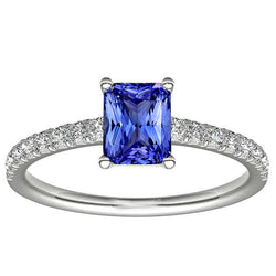 Ceylon Sapphire Solitaire Ring With Accents 3 Carats Pave Set Diamonds