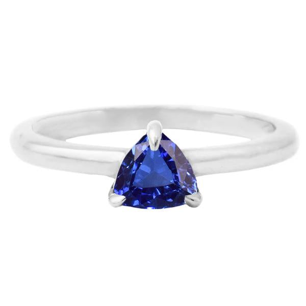 Ceylon Sapphire Solitaire Trillion Shaped Ring 1 Carat Jewelry Gold