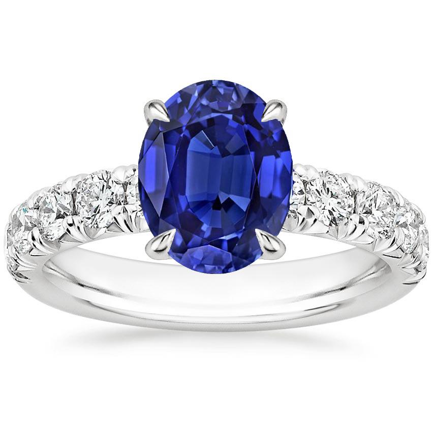 Ceylon Sapphire Solitaire With Round Diamond Accents Ring 4.50 Carats