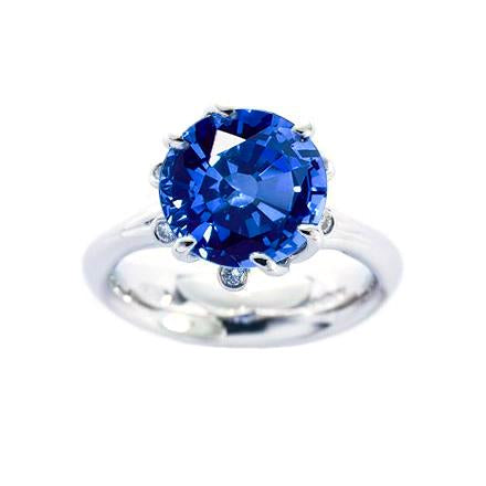 Ceylon Sapphire With Diamonds 1.90 Ct Ring White Gold 14K