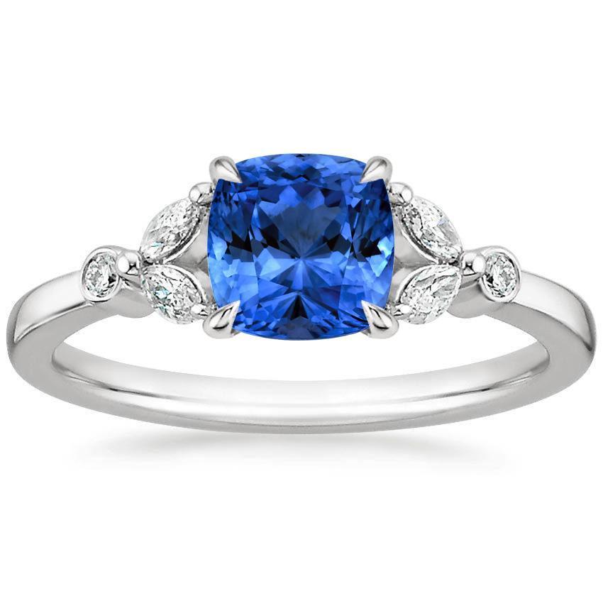 Ceylon Sapphire With Diamonds 2.70 Ct Ring White Gold 14K