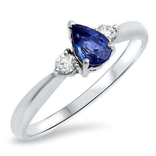 Ceylon Sapphire With Diamonds 3 Stone Ring 1.50 Carats White Gold 14K