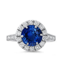 Ceylon Sapphire With Diamonds Engagement Ring 3.90 Ct White Gold 14K