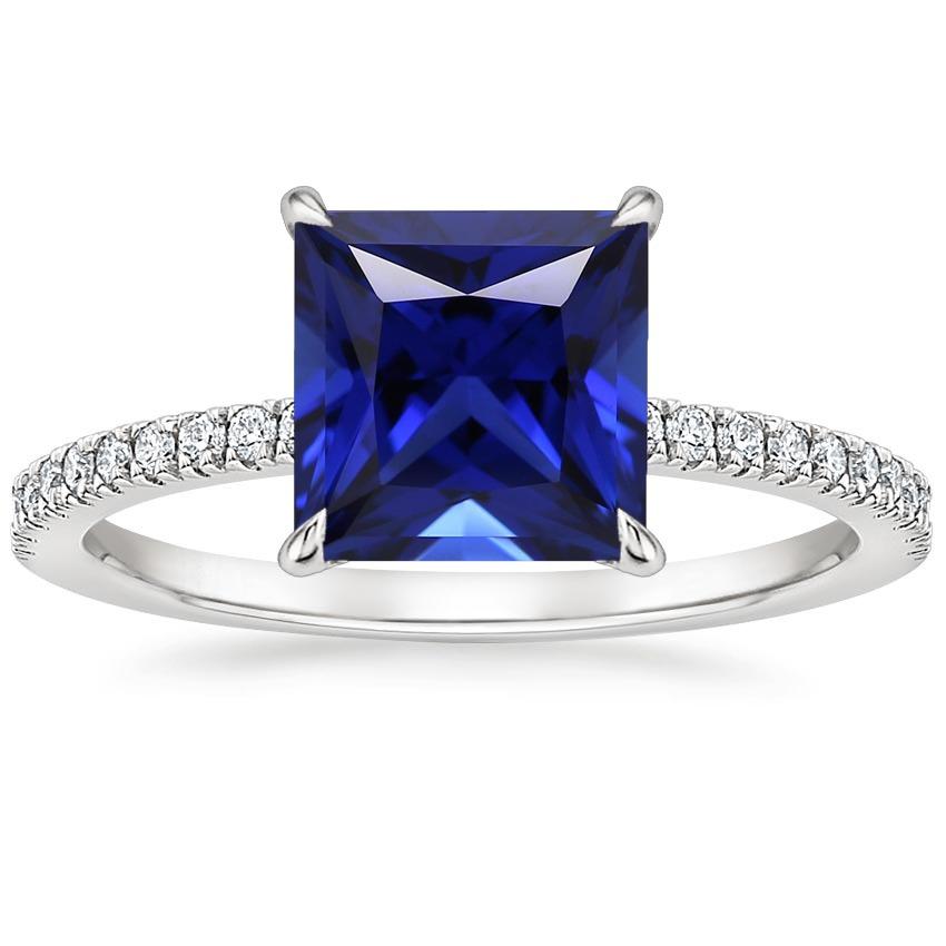 Ceylon Sapphire and Diamond 5.5 Carat Solitaire Accents Ring
