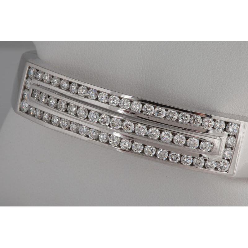 Channel Set Round Diamond Bangle 10 Carats Gold Jewelry
