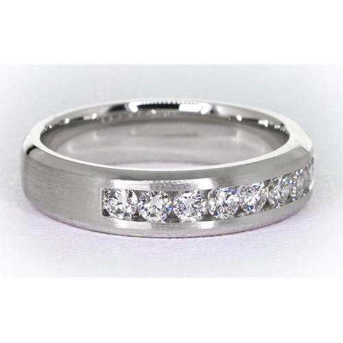 Channel Set Wedding Band Round Diamond 1.35 Carats Jewelry