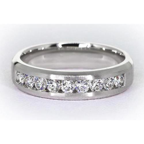 Channel Set Wedding Band Round Diamond 1.35 Carats Jewelry