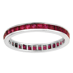 Channel Setting 1.60 Ct. Princess Cut Eternity Ruby Ring Band Gold 14K