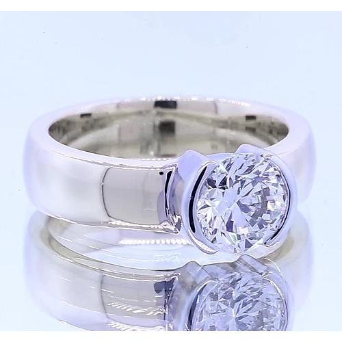 Classic Style 1 Carat Round Diamond Half Bezel Men's Ring