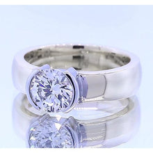 Classic Style 1 Carat Round Diamond Half Bezel Men's Ring