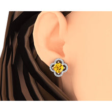Clover Leaf Style Diamond Yellow Sapphire Earrings 7.75 Carats