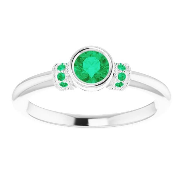 Columbian Green Emerald Ring Antique Style 1 Carat Jewelry Gemstone