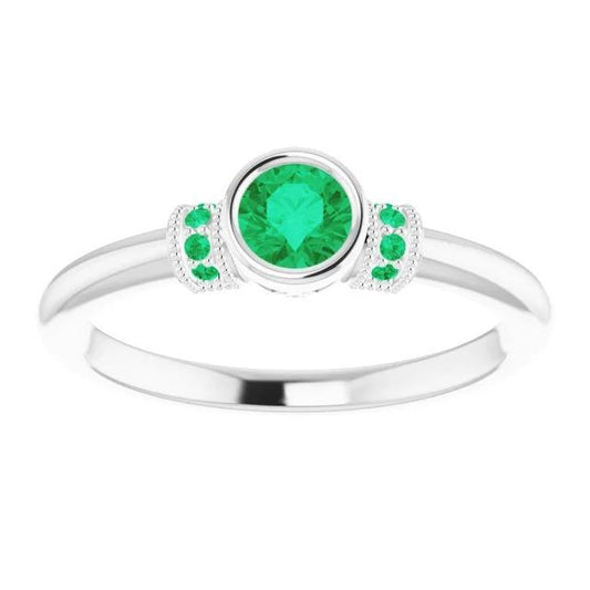 Columbian Green Emerald Ring Antique Style 1 Carat Jewelry Gemstone