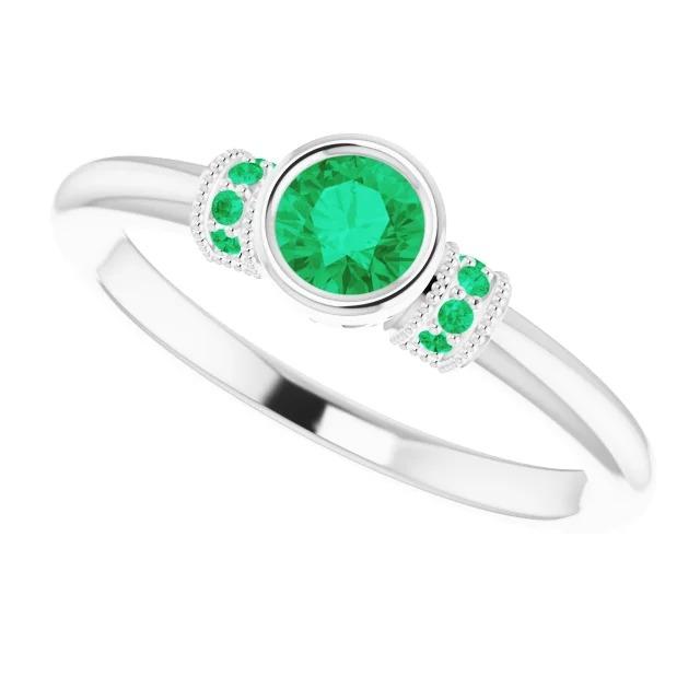 Columbian Green Emerald Ring Antique Style 1 Carat Jewelry Gemstone