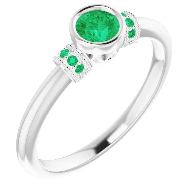Columbian Green Emerald Ring Antique Style 1 Carat Jewelry Gemstone