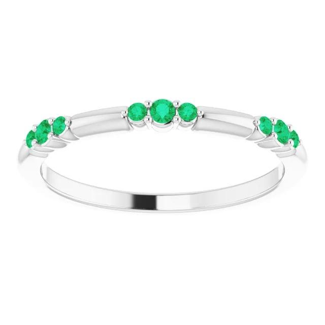Columbian Green Emeralds 0.60 Carats Band Women Jewelry