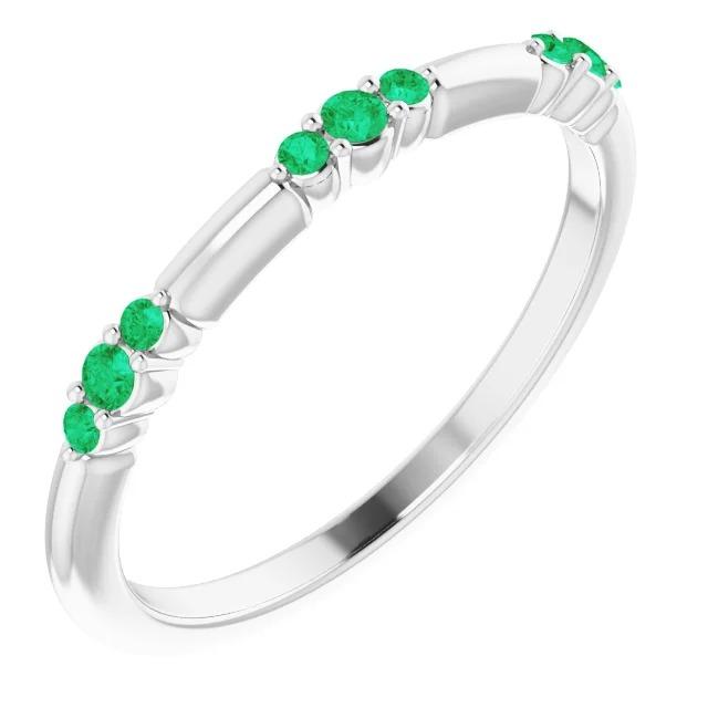 Columbian Green Emeralds 0.60 Carats Band Women Jewelry