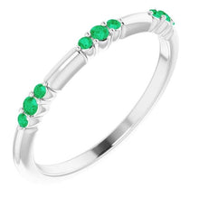 Columbian Green Emeralds 0.60 Carats Band Women Jewelry