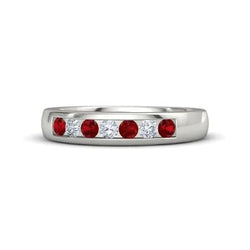 Comfort Fit Ruby Diamond Band 2.50 Carats White Gold 14K