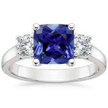 Cushion Ceylon Sapphire Diamond 3 Stone Ring 3.25 Carats
