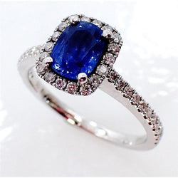 Cushion Ceylon Sapphire Diamond Ring Gold Jewelry 3.00 Ct