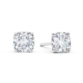 Cushion Cut Natural 2.50 Carats Diamonds Studs Earrings Wg 14K