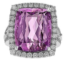 Cushion Cut Pink Kunzite Diamond Fancy Ring 16.20 Carats White Gold