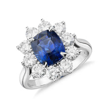 Cushion Cut Sapphire With Diamonds 3.50 Ct Anniversary Ring White