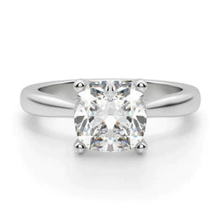 Cushion Natural Earth Mined Diamond Solitaire Ring