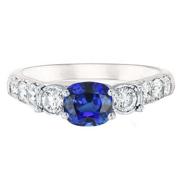 Cushion Sapphire Gemstone Ring Prong Set Round Diamonds 2.50 Carats