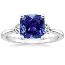 Cushion Sri Lankan Sapphire Diamond 3 Stone Ring 2.75 Carats