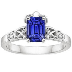 Diamond 3 Stone Ring Emerald Blue Sapphire Vintage Style 3.25 Carats