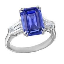 Diamond 3 Stone Wedding Ring Emerald Ceylon Sapphire 3.50 Carats