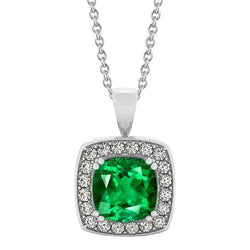 Diamond And Green Emerald Pendant With Chain 5.75 Carats