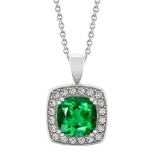 Diamond And Green Emerald Pendant With Chain 5.75 Carats