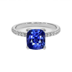 Natural Earth Mined Diamond And Sri Lankan Sapphire Engagement Ring 2.50 Carats Gold 14K
