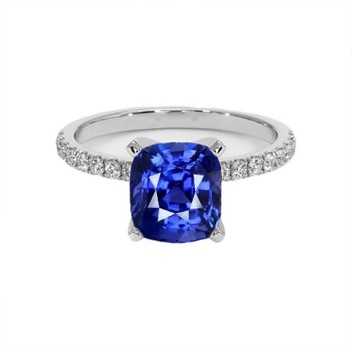 Diamond And Sri Lankan Sapphire Engagement Ring 2.50 Carats Gold 14K