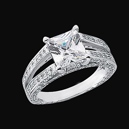 Diamond Anniversary Fancy Ring 3.51 Carat Princess Diamond Gold White