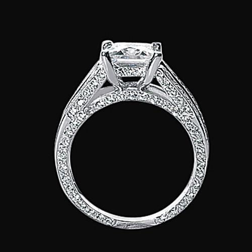 Diamond Anniversary Fancy Ring 3.51 Carat Princess Diamond Gold White