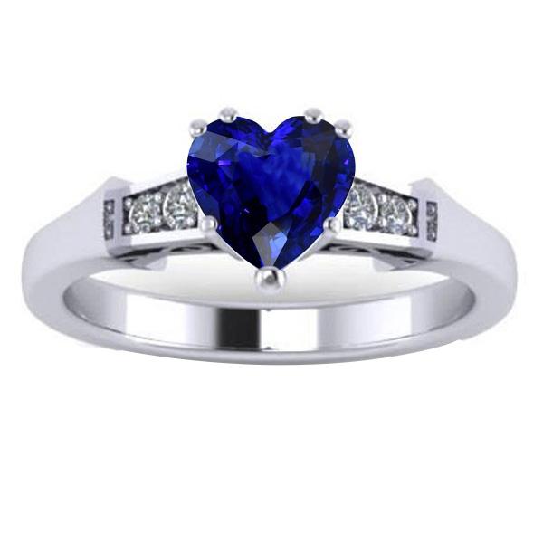 Diamond Anniversary Heart Sri Lankan Sapphire Ring 5 Stone 1.75 Carats