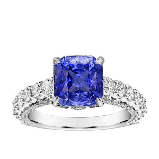 Diamond Anniversary Ring 4 Carats Vintage Style Sapphire Radiant Cut