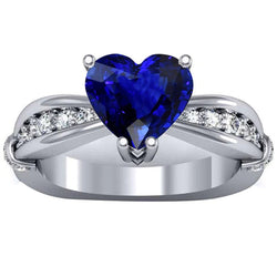 Natural Earth Mined Diamond Anniversary Ring Ceylon Sapphire 3.50 Carats