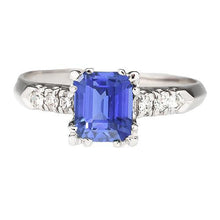 Diamond Anniversary Ring Emerald Light Blue Sapphire 3 Carats